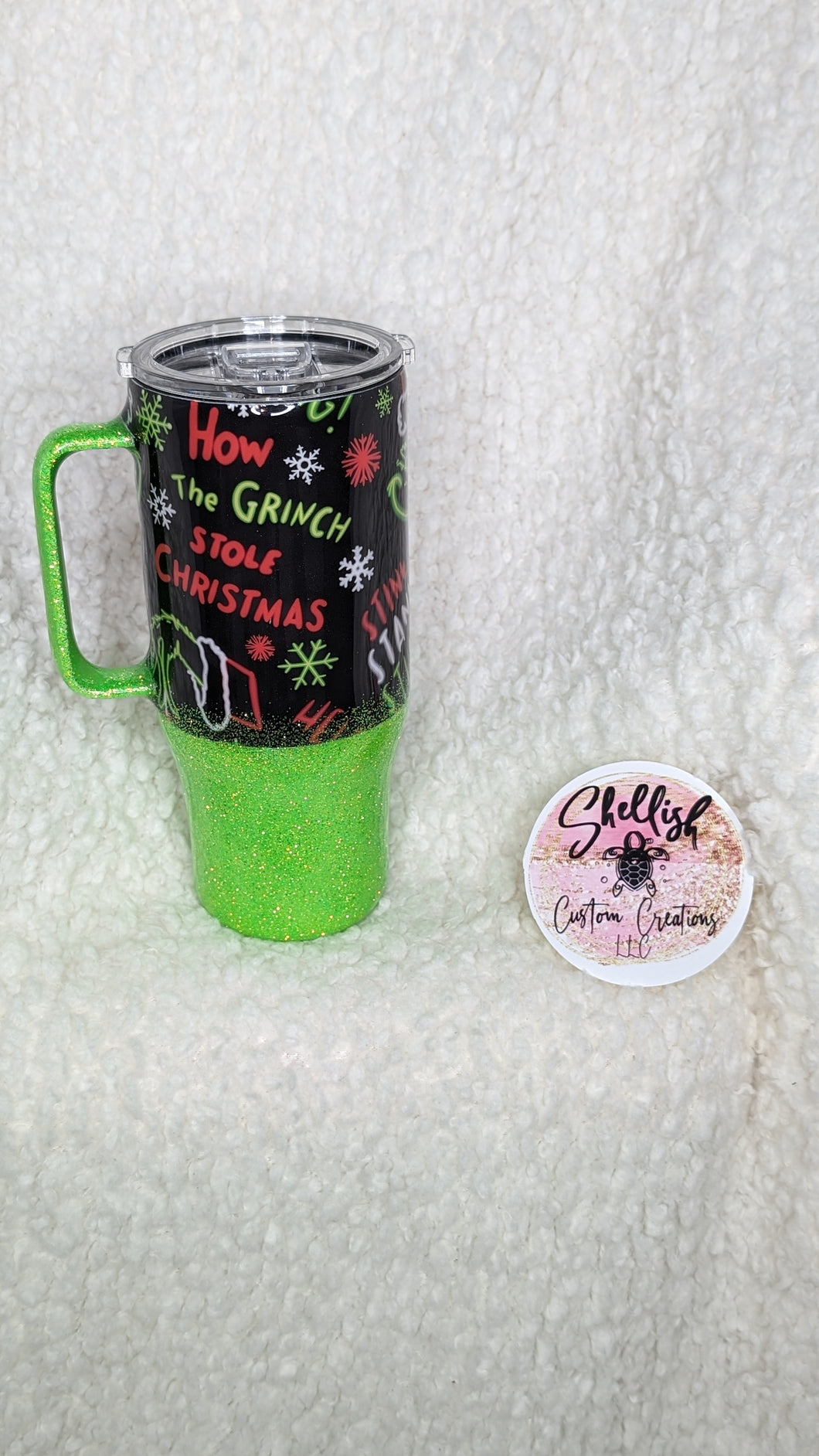 24oz with handle Ready to Ship Grinch Ombre
