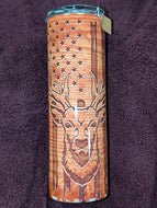 Ready to Ship Wood Grain Deer Sublimation Tumbler