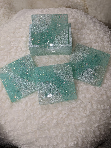 Square Coaster Set with holder